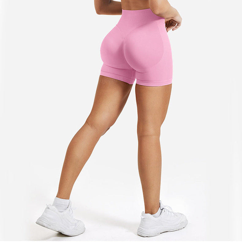 Pink Seamless High-Waisted Sculpting Yoga Shorts