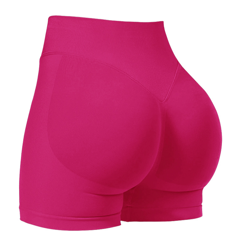 Rose Red Seamless High-Waisted Sculpting Yoga Shorts